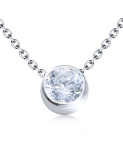 Circle Shaped CZ Silver Necklace SPE-2075